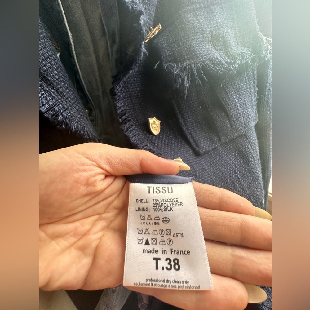 Tweed Navy Blue thick heavy jacket - Picture 6 of 11